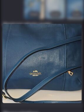 Coach Isabelle East West Hobo Bag in blue pebble leather